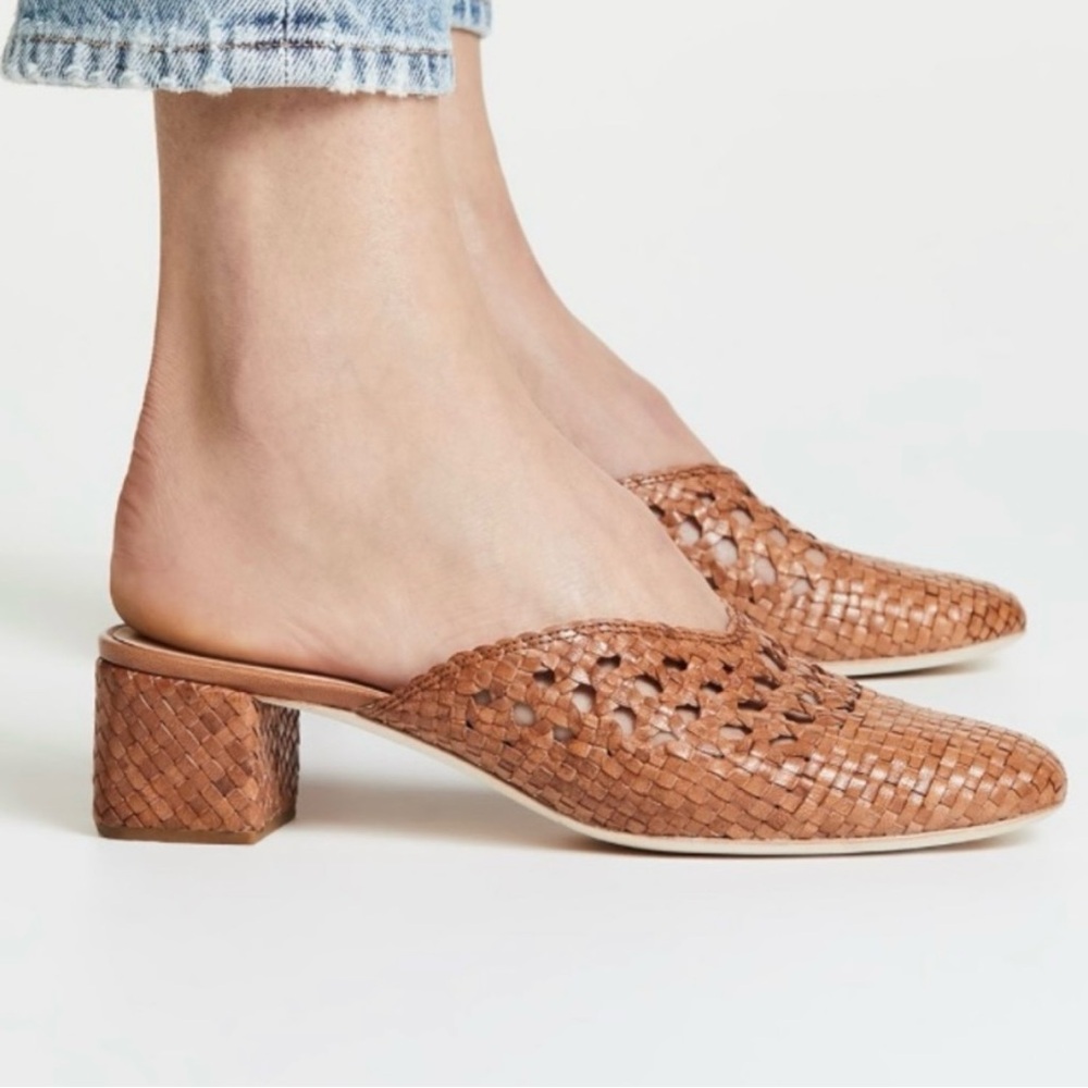Loeffler Randall Lulu Timber Brown Woven Mules - Picture 7 of 8